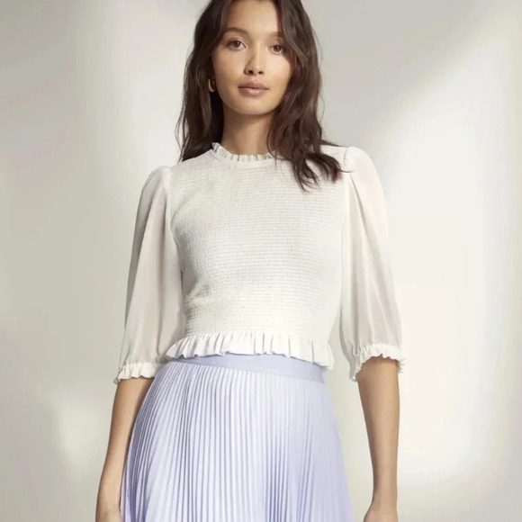 Aritzia White Tempest Blouse Long Sleeves XXS Sheer - Picture 1 of 9